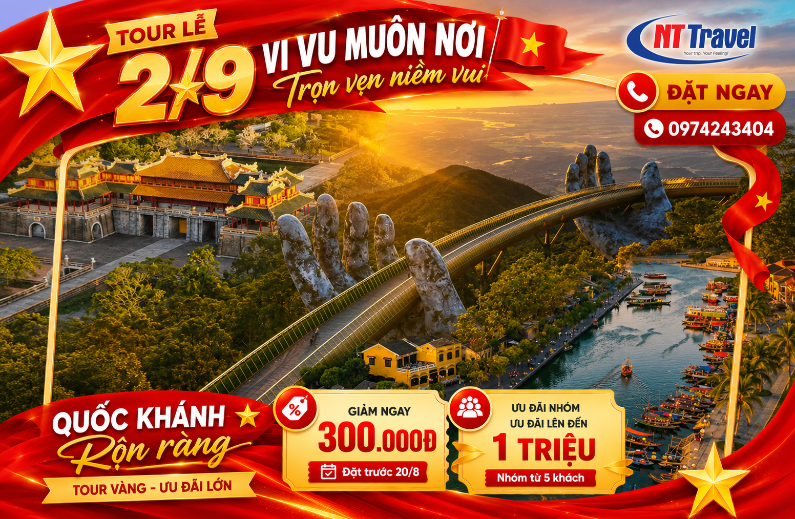 Tour Đà Nẵng Huế Hội An 5 Ngày 4 Đêm Lễ 2/9 | Tàu Lửa 5 Sao