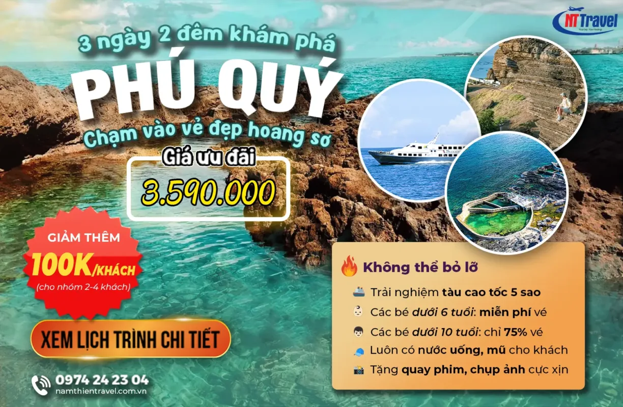 Tour Đảo Phú Quý 3 Ngày 2 Đêm – Trọn Gói Chỉ 3.590k | Villa 3 Sao View Biển – 8 Bữa Ăn Chất Lượng – BBQ Hải Sản – Lặn Ngắm San Hô – Check-in Địa Điểm Du Lịch HOT