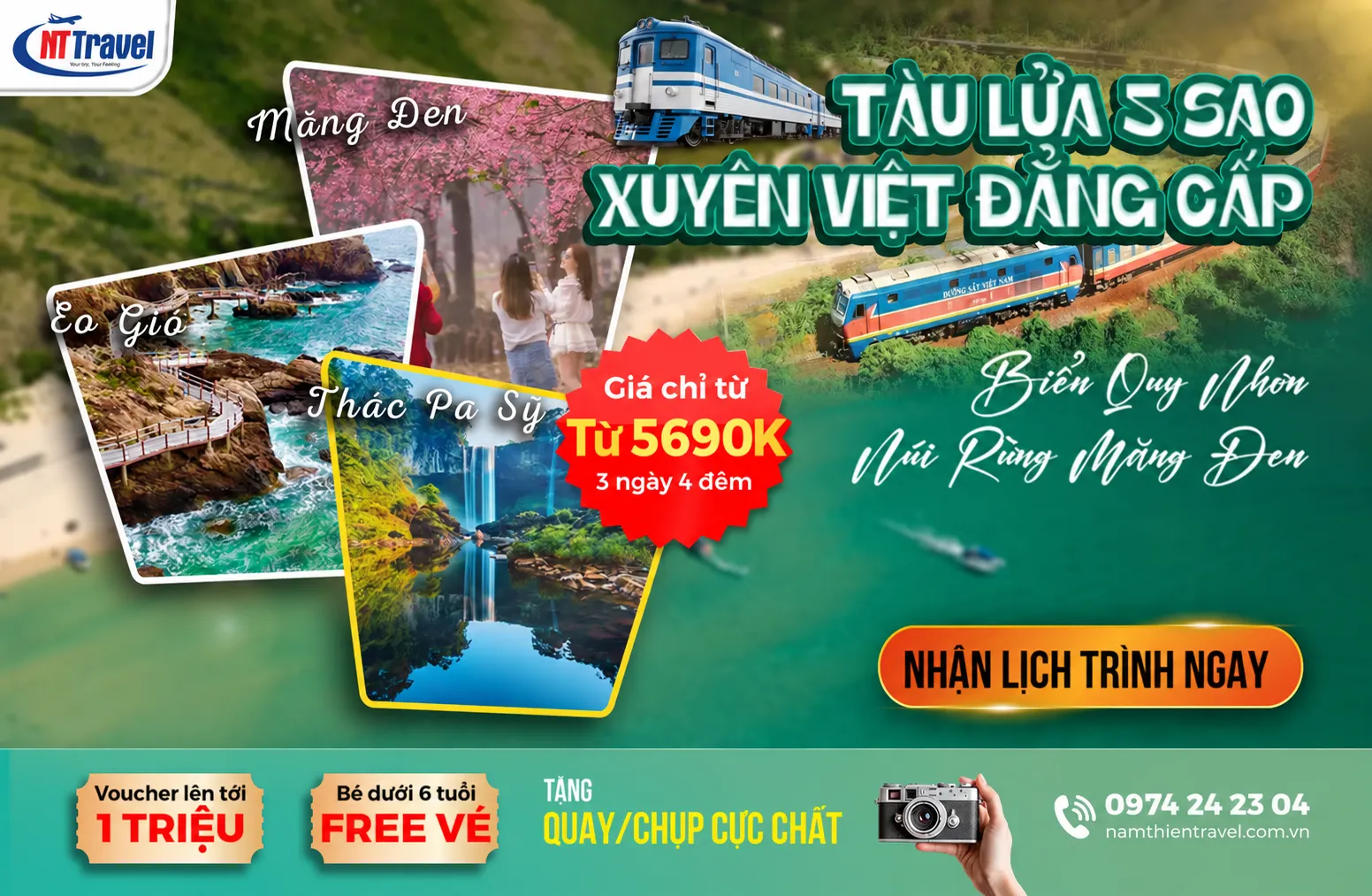 Tour Quy Nhơn Măng Đen 3 Ngày 4 Đêm Tàu Lửa