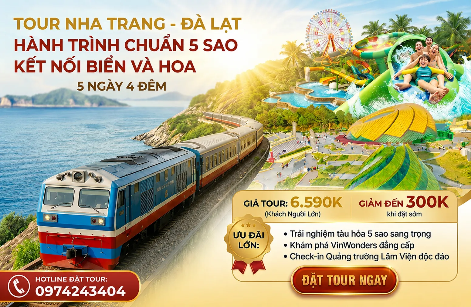 Tour Nha Trang Đà Lạt 5 Ngày 4 Đêm Tàu Lửa 5 Sao