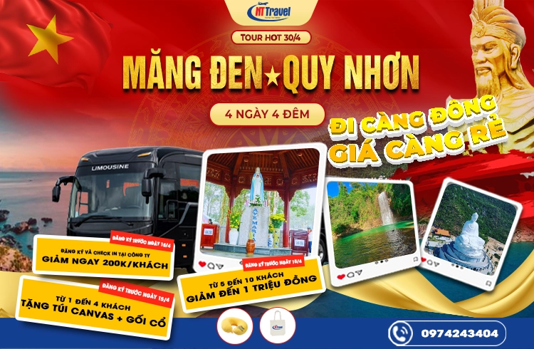 Tour Măng Đen Quy Nhơn 4 Ngày 4 Đêm Lễ 30/4