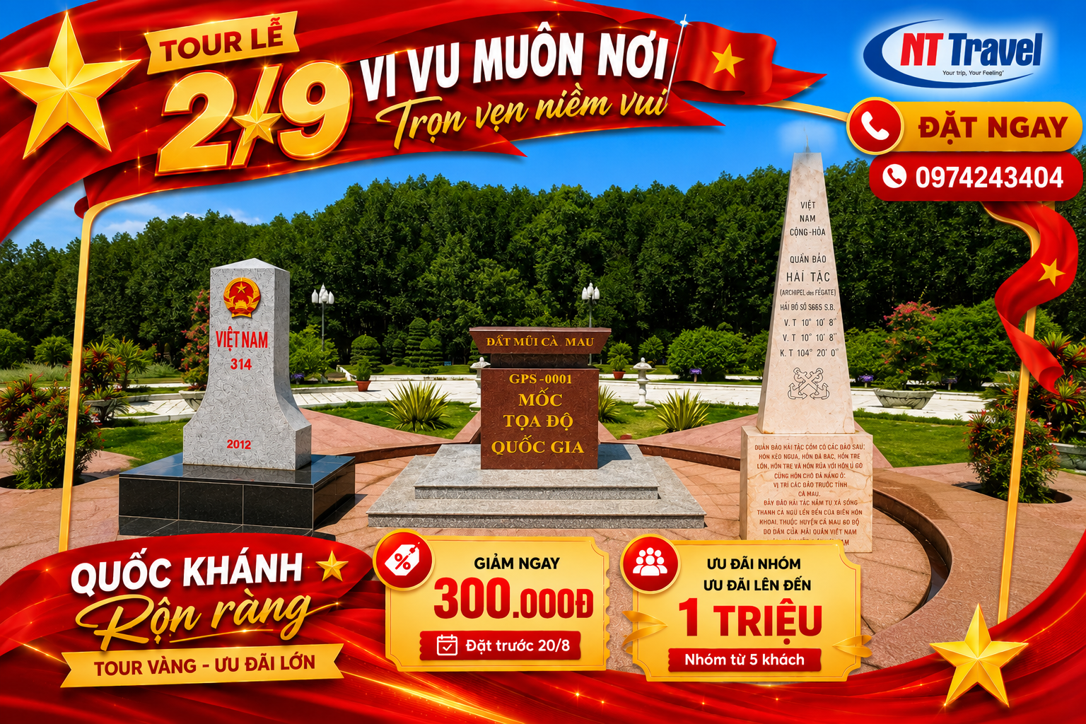 Tour 3 Cột Mốc Lễ 2/9 | Cà Mau – Hà Tiên – Đảo Hải Tặc 3N3Đ