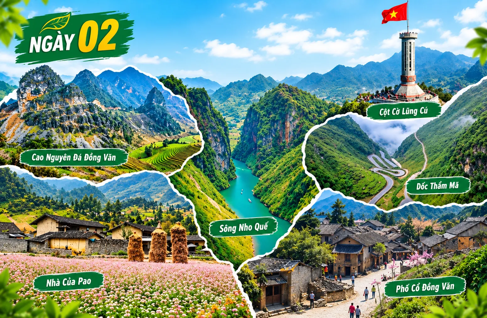 Ngày 2: Cao Nguyên Đá Đồng Văn – Dốc Thẩm Mã – Nhà Của Pao – Mã Pì Lèng – Cột Cờ Lũng Cú – Sông Nho Quế – Phố Cổ Đồng Văn