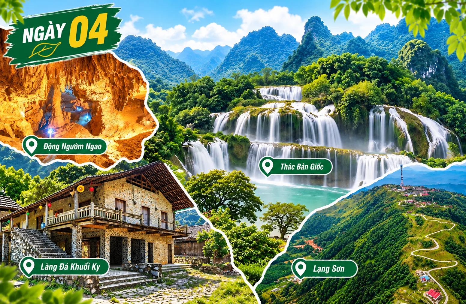 Ngày 4: Động Ngườm Ngao – Làng Đá Khuổi Ky – Thác Bản Giốc – Lạng Sơn